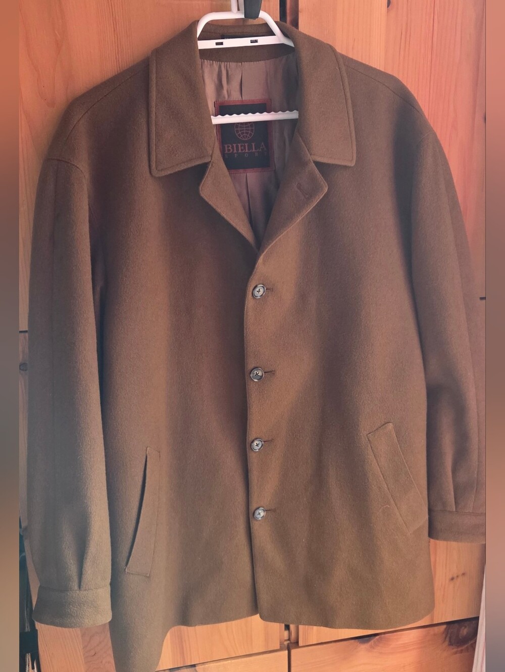 Biella Sport Men's Brown Wool, Cashmere & Angora Coat Size 42R